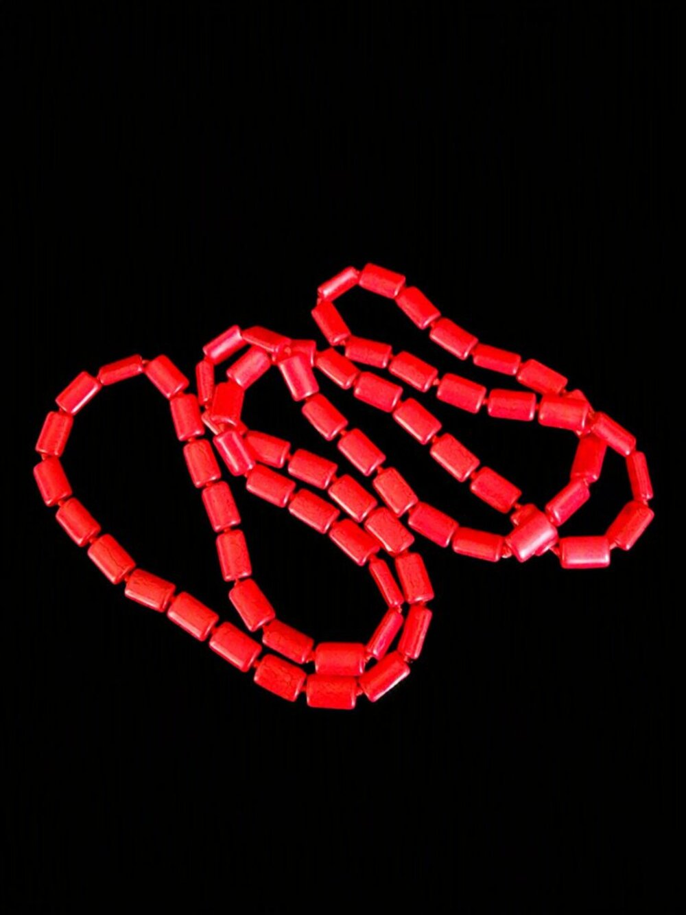 Vintage 90s Hand-Knotted Red Howlite Endless Strand Necklace 46”